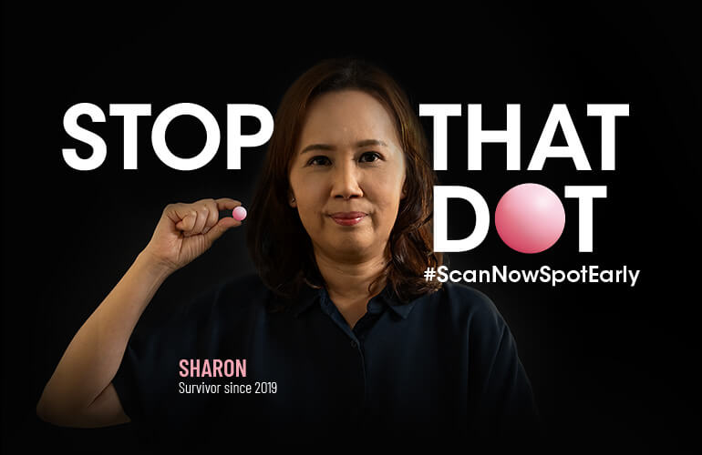 STOP THAT DOT - #ScanNowSpotEarly | Sharon, Survivor since 2019